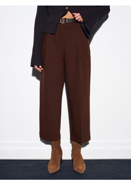 72167 Kemerli Pensli Pantolon-Kahve indirimleri