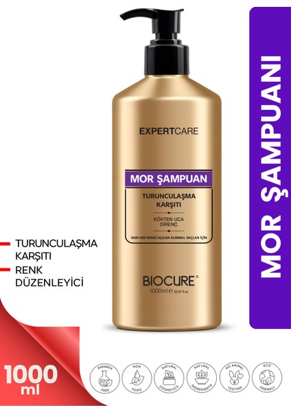 Turunculaşma Karşıtı Mor Şampuan / Sarı-Gri-Rengi Açılan Kumral Saçlar Için 1 Litre