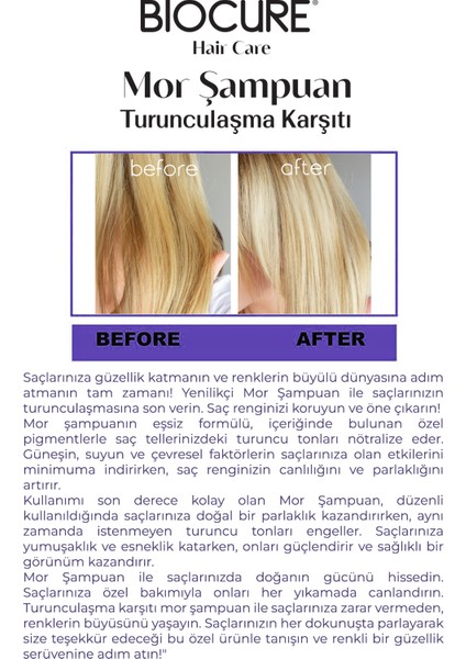 Turunculaşma Karşıtı Mor Şampuan / Sarı-Gri-Rengi Açılan Kumral Saçlar Için 1 Litre fiyatları