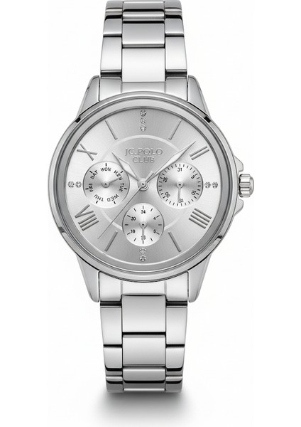 Jg. Polo Club Kadın Kol Saati Gümüş Renk, Gümüş Kadran - Şık Metal Kordon, 2 Yıl Garantili