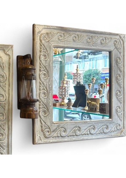Çam Ağacından El Oyması Kare Ikili Ayna fiyatları