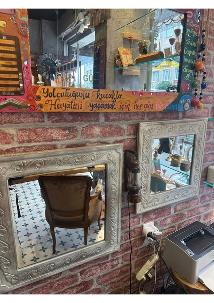 Çam Ağacından El Oyması Kare Ikili Ayna modelleri