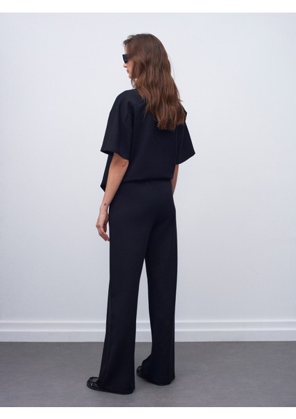 71925 Beli Lastikli Bol Pantolon-Siyah fiyatları