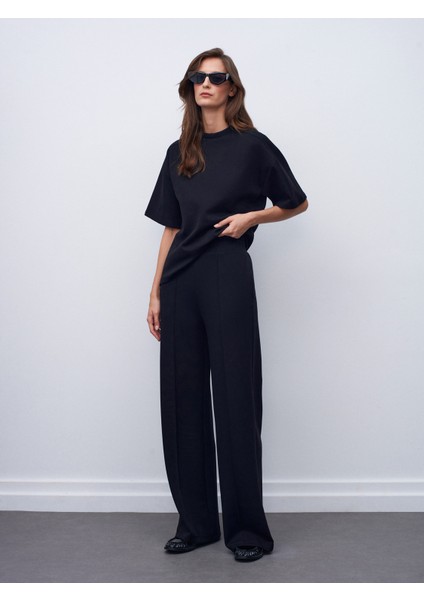 71925 Beli Lastikli Bol Pantolon-Siyah modelleri