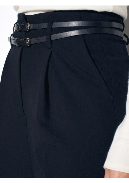 72197 Kemerli Yüksek Bel Pantolon-Siyah fırsatları