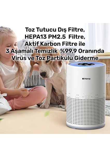 Ihome Arp1 Hepa-Aktif Karbon Filtreli 100M3/H Işıklı Ultra Sessiz Air Purifier Hava Temizleyici indirimleri