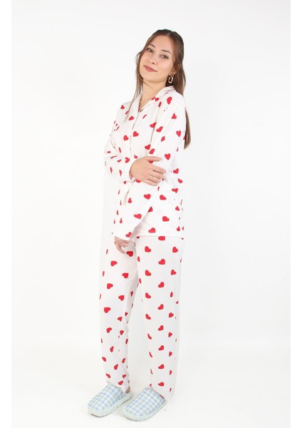 3301-3053 Milan Soft Gömlek Yaka Uzun Kol Uzun Alt Pijama Takımı