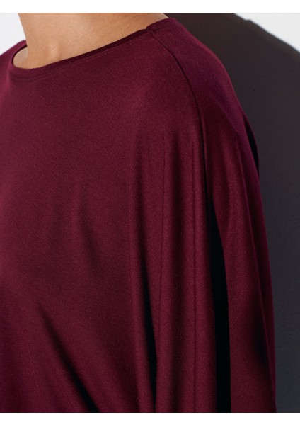 32270 Kayık Yaka Yarasa Kollu Top-Bordo fırsatları