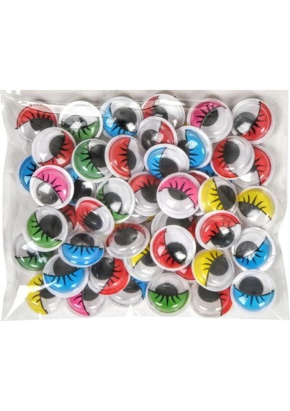 Renkli Oynar Göz 15 mm - 50 Adet