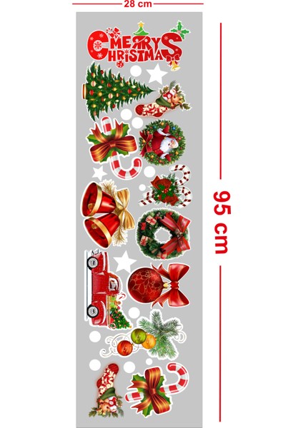 Yeni Yıla Özel Renkli Farklı Farklı Yılbaşı Süslemeleri ve Stickerları Cam Duvar Kapı Yılbaşı Süsleri 28X95CM fırsatları