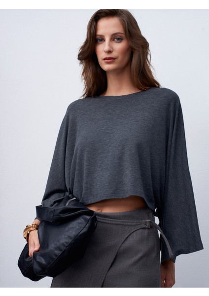 32270 Kayık Yaka Yarasa Kollu Top-K.antrasit modelleri