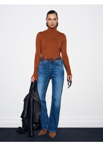 1268 Balıkçı Yaka Kazak-Karamel indirimleri