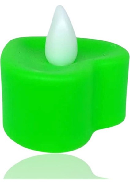 Kalp Model Işıklı Tealight Yeşil Mum