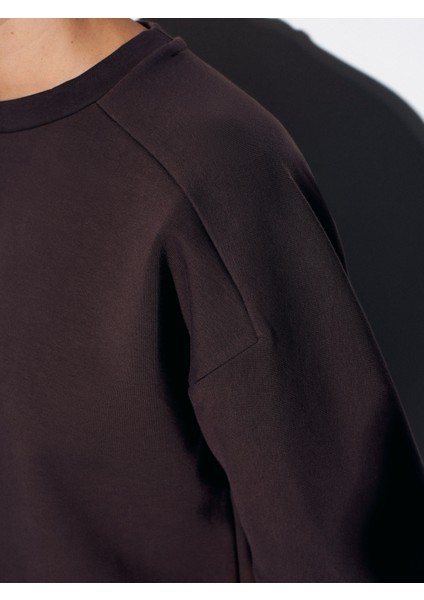 31975 Kısa Kollu Oversize T-Shirt-Koyu Kahve fırsatları