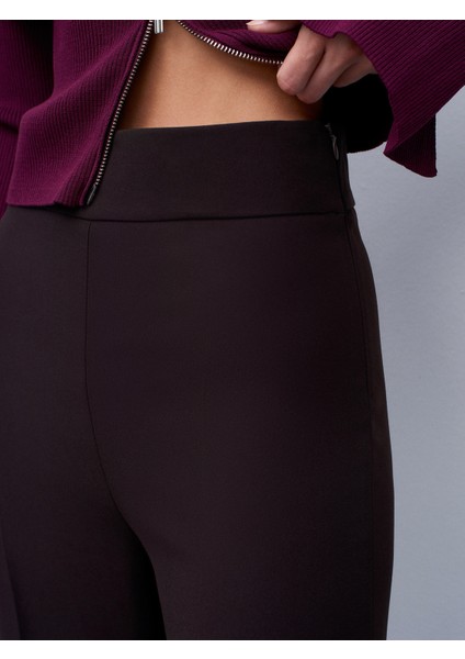 7535 Yanı Fermuarlı Bol Paça Pantolon-Koyu Kahve fırsatları