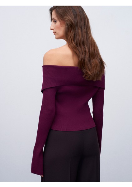 60252 Fermuarlı Fitilli Triko Top-Bordo fiyatları