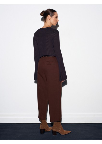 72167 Kemerli Pensli Pantolon-Kahve fiyatları