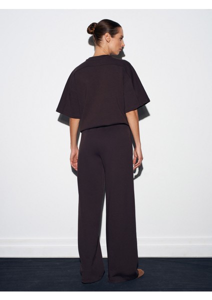 31975 Kısa Kollu Oversize T-Shirt-Koyu Kahve fiyatları