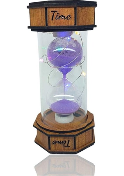 Dekoratif Renkli Işıklı Kum Saati Mor