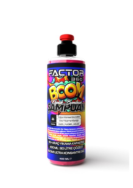 Factor 360 BOOM 1:200 Konsantre Oto Yıkama Şampuanı 400 ML