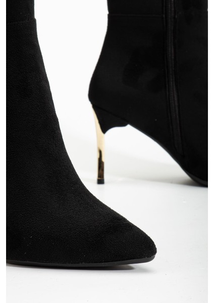 Kadın Siyah Süet Sivri Burun Ince Topuklu Çizme indirimleri