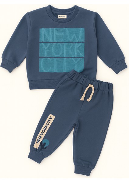 Erkek Çocuk Eşofman Takımı New York City Baskılı 3 Iplik Pamuklu – Lacivert | Rahat ve Şık Günlük Kombin fiyatları