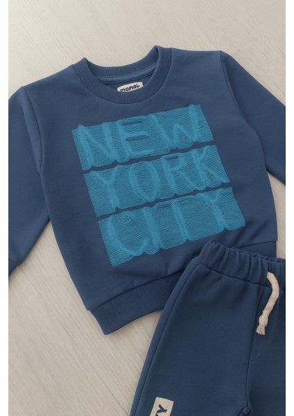 Erkek Çocuk Eşofman Takımı New York City Baskılı 3 Iplik Pamuklu – Lacivert | Rahat ve Şık Günlük Kombin fırsatları
