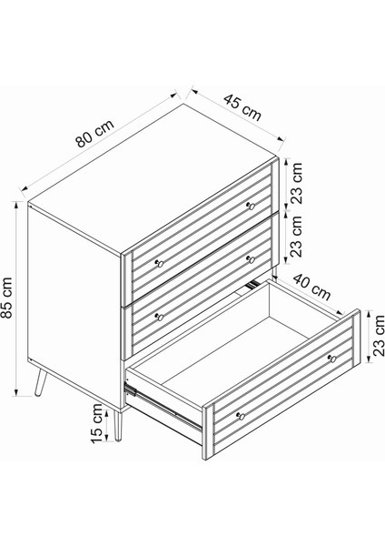 Bona Country 3 Çekmeceli Mebran Şifonyer