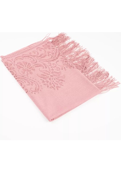 Dantelli Püsküllü Şal (Mevlid Örtüsü, 166X61 Cm. Pembe)