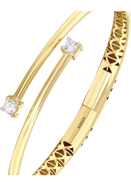 Taşlı Tasarım Altın Kelepçe - 14K - 11.32GR