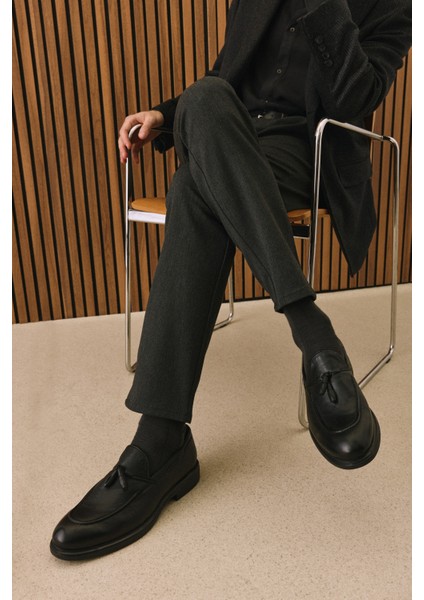 , Erkek Hakiki Deri Ayakkabı 1531043Z4193 Siyah