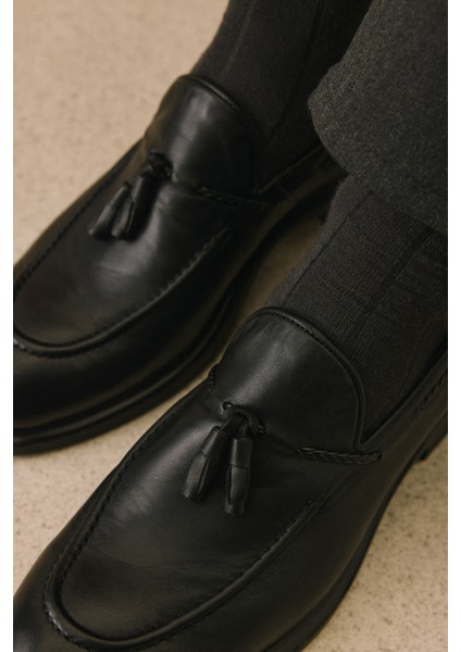 , Erkek Hakiki Deri Ayakkabı 1531043Z4193 Siyah fırsatları