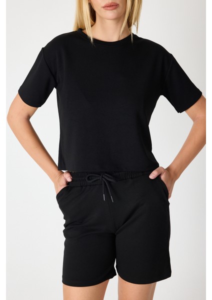 Kadın Bisiklet Yaka Kısa Kol Şort Takım 2995 fırsatları