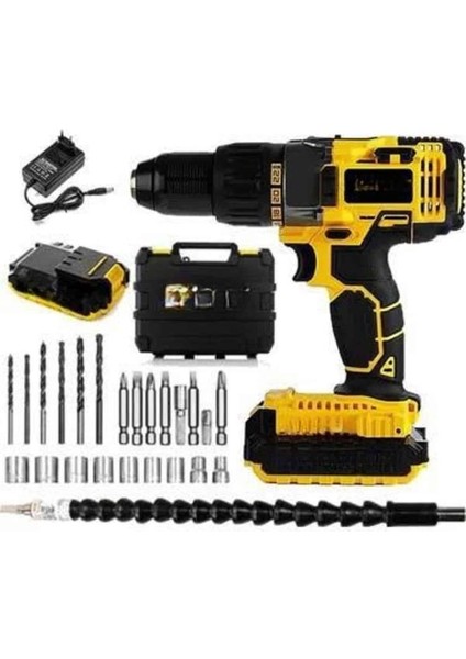 Mtxdpn Profesyonel Çift Bataryalı Akülü Vidalama Şarjlı Matkap 24 Parça