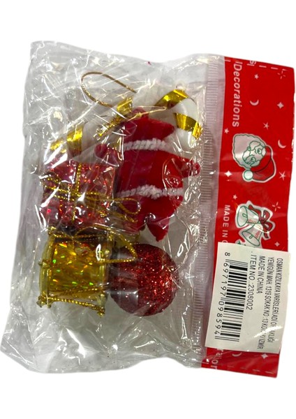Yılbaşı Süsüleri 6 Lı Küçük Set Paket 10X6 cm Baston Noel Baba Toplar modelleri