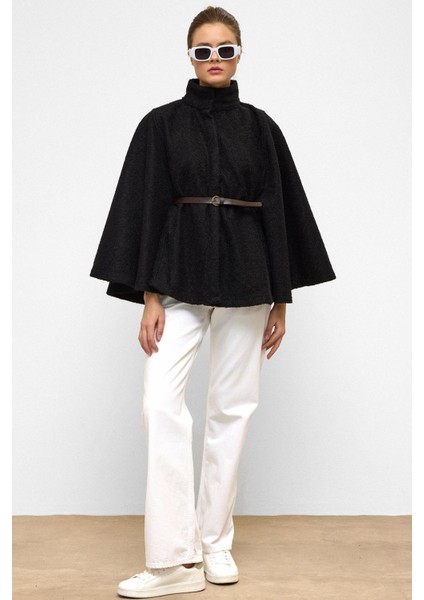 Kemerli Kalın Panço Siyah 3154