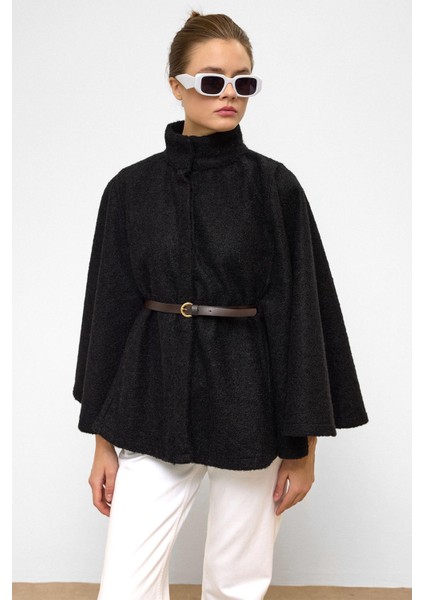 Kemerli Kalın Panço Siyah 3154 modelleri