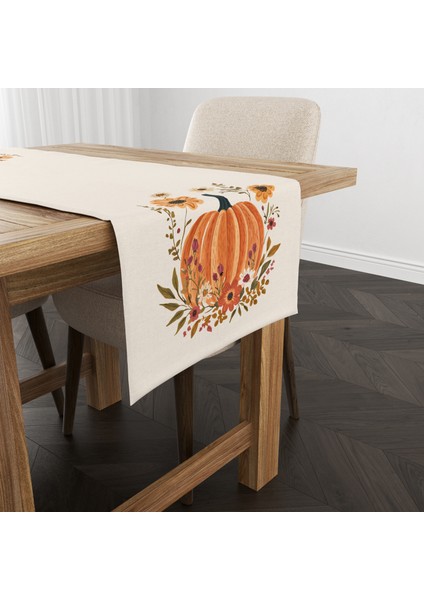 Dijital Baskılı Runner - Yaprak / Sonbahar / Kabak Desenli - 140X40 cm modelleri