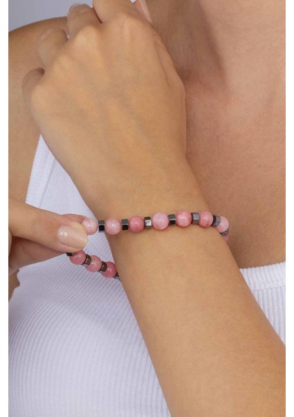 Pembe Ceyt Taşı Doğal Taş Bileklik