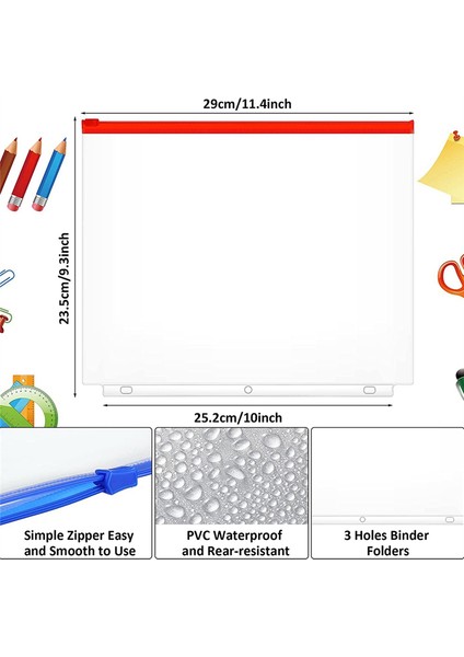 40PCS Binder Cepleri A4 Boyut 3 Delik Bağlayıcı Cepleri 3 Ring Binder Gevşek Yaprak Torbaları Için Fermuar Bağlayıcı ile Su Geçirmez (Yurt Dışından) fırsatları