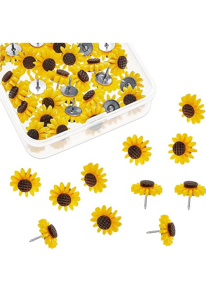 Ayçiçeği Itme Pimleri Ayçiçeği Çakalar Çiçek Cork Tahtası Tacks Fotoğraflar Için Ayçiçeği Başparmak Tacks Duvar Haritaları (40 Pcs) (Yurt Dışından)
