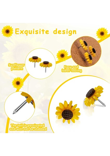Ayçiçeği Itme Pimleri Ayçiçeği Çakalar Çiçek Cork Tahtası Tacks Fotoğraflar Için Ayçiçeği Başparmak Tacks Duvar Haritaları (40 Pcs) (Yurt Dışından) fiyatları