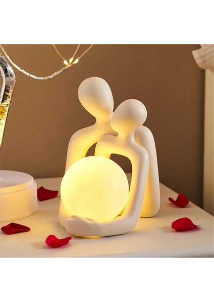 Iskandinav Yaratıcı Çift Heykel Masa Lambası Yatak Odası Dekorasyon Aksesuarları Estetik Oda Noel Ev Dekor, Beyaz (Yurt Dışından) fırsatları