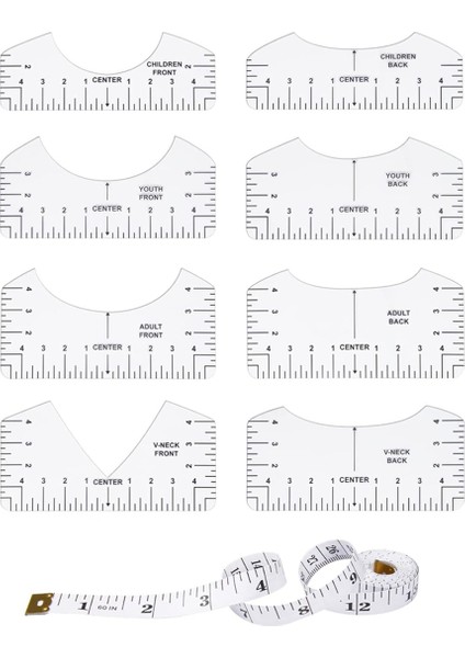 9 Adet Vinil Hizalama Için Tişört Cetvel Kılavuzu (Yurt Dışından)