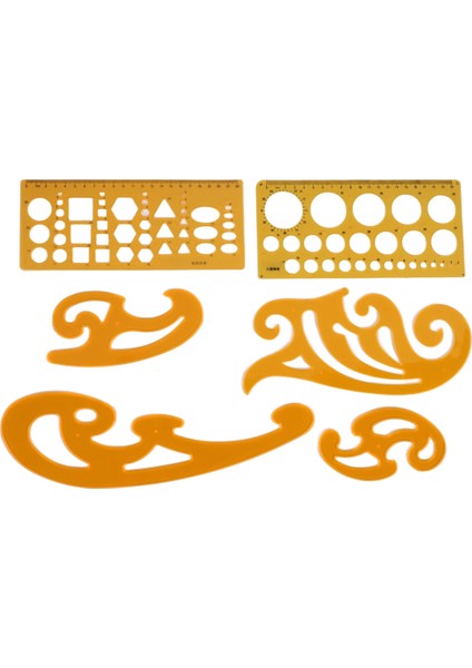 6 Adet Fransız Eğrisi ve Şablon Cetveli Set Çizim Şablonu Aracı Daire Şablonları Kişisel Çizim ve Taslak Için (Yurt Dışından)