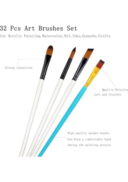 Akrilik Boyama Için 32 Parça Fırça Seti, Sanatçılar ve Yeni Başlayanlar Için Fırça Seti (Yurt Dışından) fiyatları