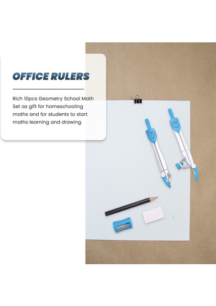 Geometri Pusula Seti 10 Pcs Okul Matematik Prestor Set Öğrenci Matematik ve Mühendisliği Için Taşıma Örneği, Mavi (Yurt Dışından) fırsatları