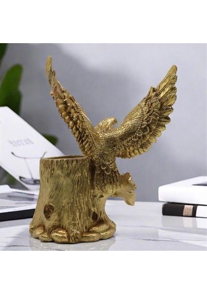 Eagle Stump Kalem Kalem Tutucu Organizatör Kartal Reçine Süsleri Heykel Modernler Ev Ofisleri Heykelcik Dekor Masaüstü B (Yurt Dışından)