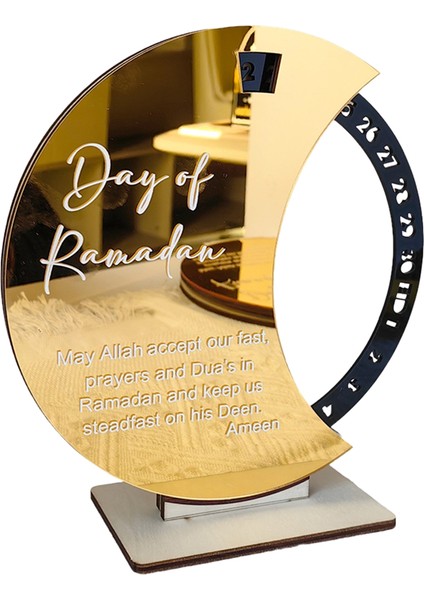 Ramazan Advent Takvimi, Ramazan Advent Sayım Mübarek Akrilik Ay Süs Ramazan Masa Dekorasyon Altın+Siyah (Yurt Dışından)