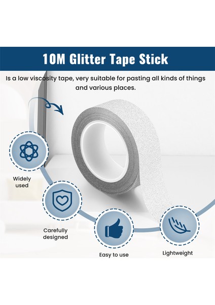 10M Parıltılı Bant Çubuğu Kendi Kendine Yapışkan Etiket Etiketi Dekoratif Kağıt Diy Gümüş (Yurt Dışından) fırsatları